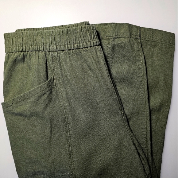 Old Navy Womens Linen Blend Ankle Pants - Olive Green - Picture 12 of 16